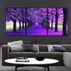 Современная Художественная живопись с деревом, фиолетовая Картина на холсте, печатные плакаты и принты для дома, гостиной, картина для украшения стен