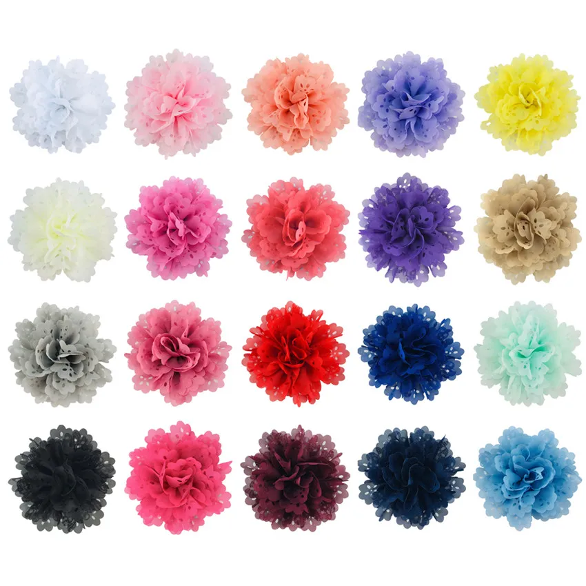 300 шт./лот 4 дюйма большая новая шифоновая ткань полый цветок для маленьких