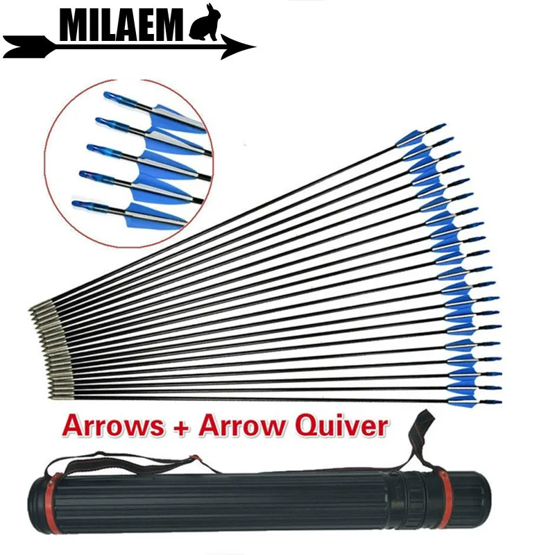 31 дюйм стрелы из стекловолокна для стрельбы лука со стрелкой колчан позвоночника