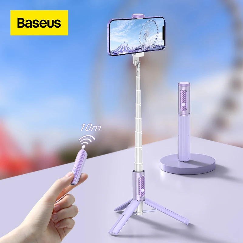 

Baseus Selfie Stick Wireless Bluetooth Tripod for phone Extendable Monopod with Bluetooth Remote Mobile Phone Holder Stabilizer