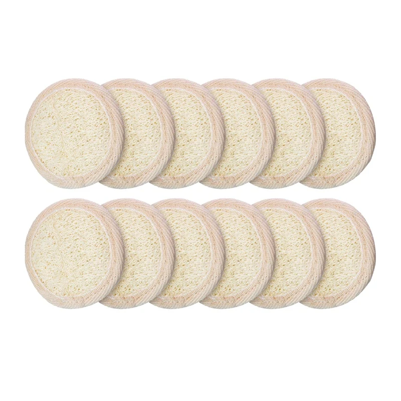 

12 Pcs Exfoliating Loofah Pad Body Scrubber Round Bath Shower Loofah Sponge Pad Natural Exfoliating Scrubber Brush