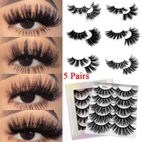 5 pairs 8d fluffy eyelashes false eyelashes mink hair natural thick wispy long lashes lashes extension diy eye makeup tools