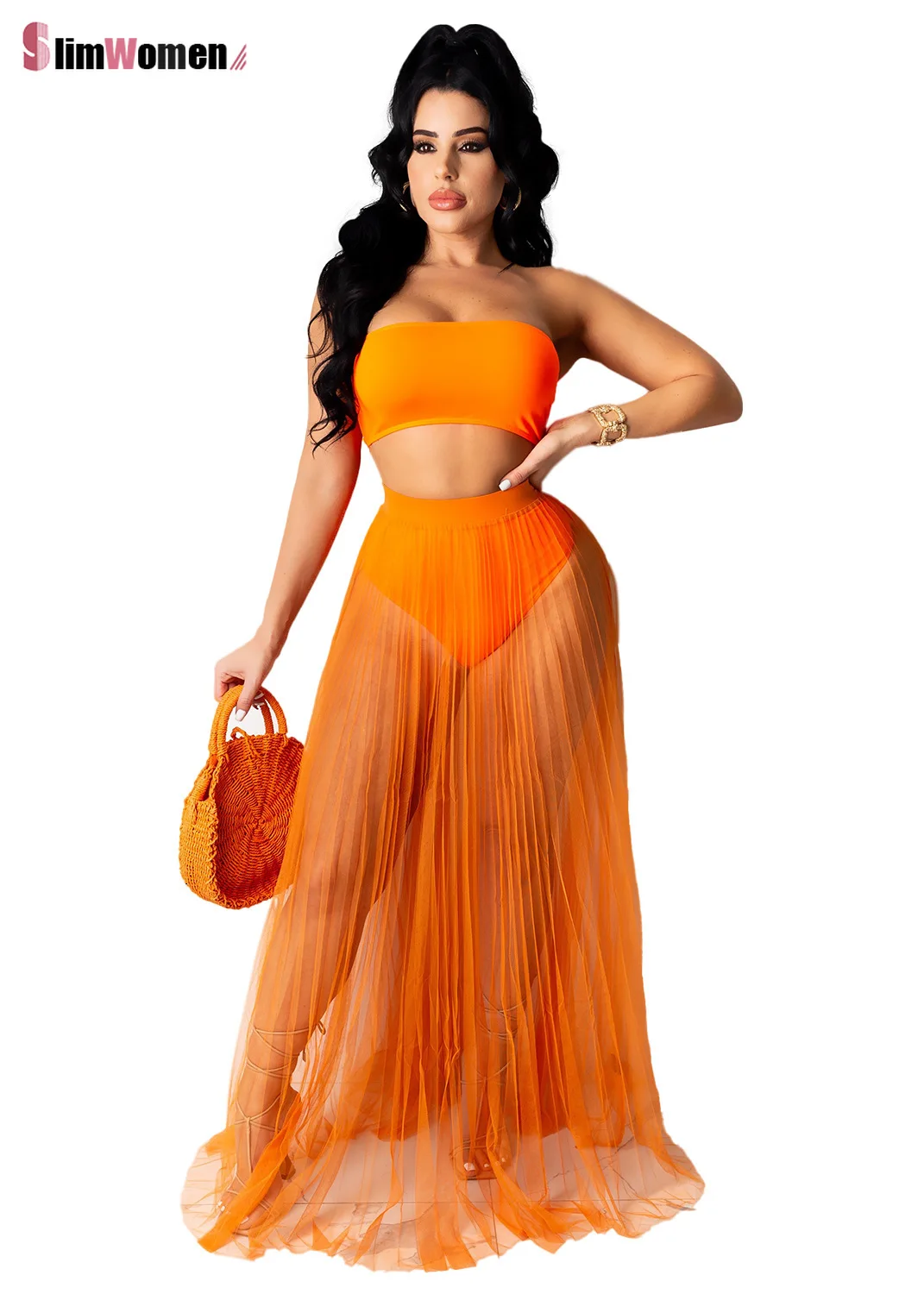 Сетчатая Прозрачная Юбка в стиле &quotЛолита&quot накидка на купальник женская белая