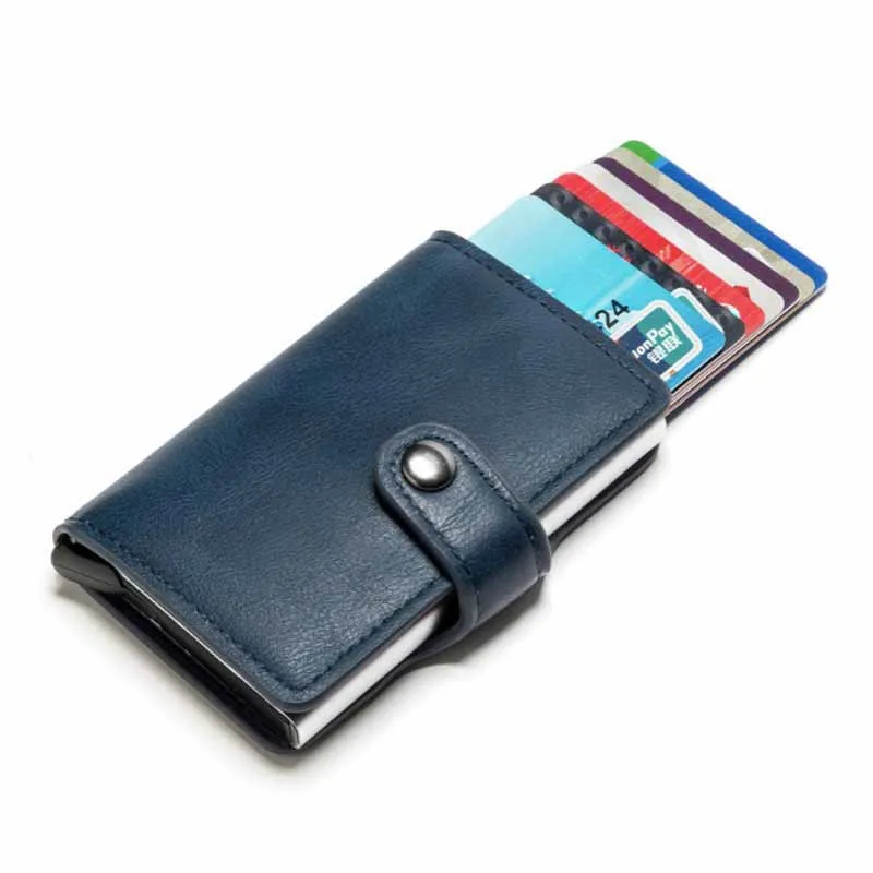 

New Wallet Aluminum Alloy Credit Card Case PU Money Clip Card Cover Anti-theft Swipe Card Case Credit Card Bag Wallet 1Piece