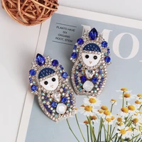 wholesale jujia bohemian crystal dangle earrings for women vintage big pendant earring statement jewelry new fashion accessories