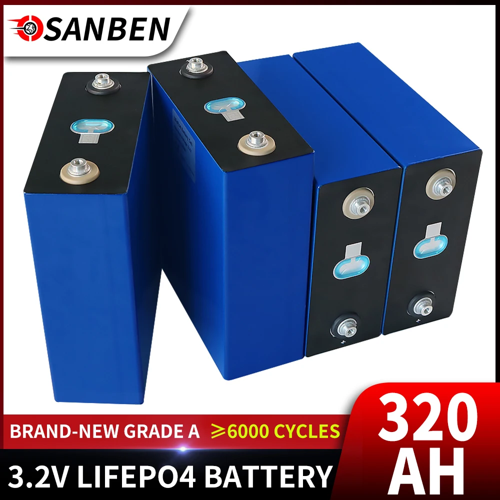

16pcs 3.2V LiFePO4 320Ah Brand New Deep Cycle Battery Pack 310ah Motorcycle Electric Car Solar Inverter Cell EU US Tax Free