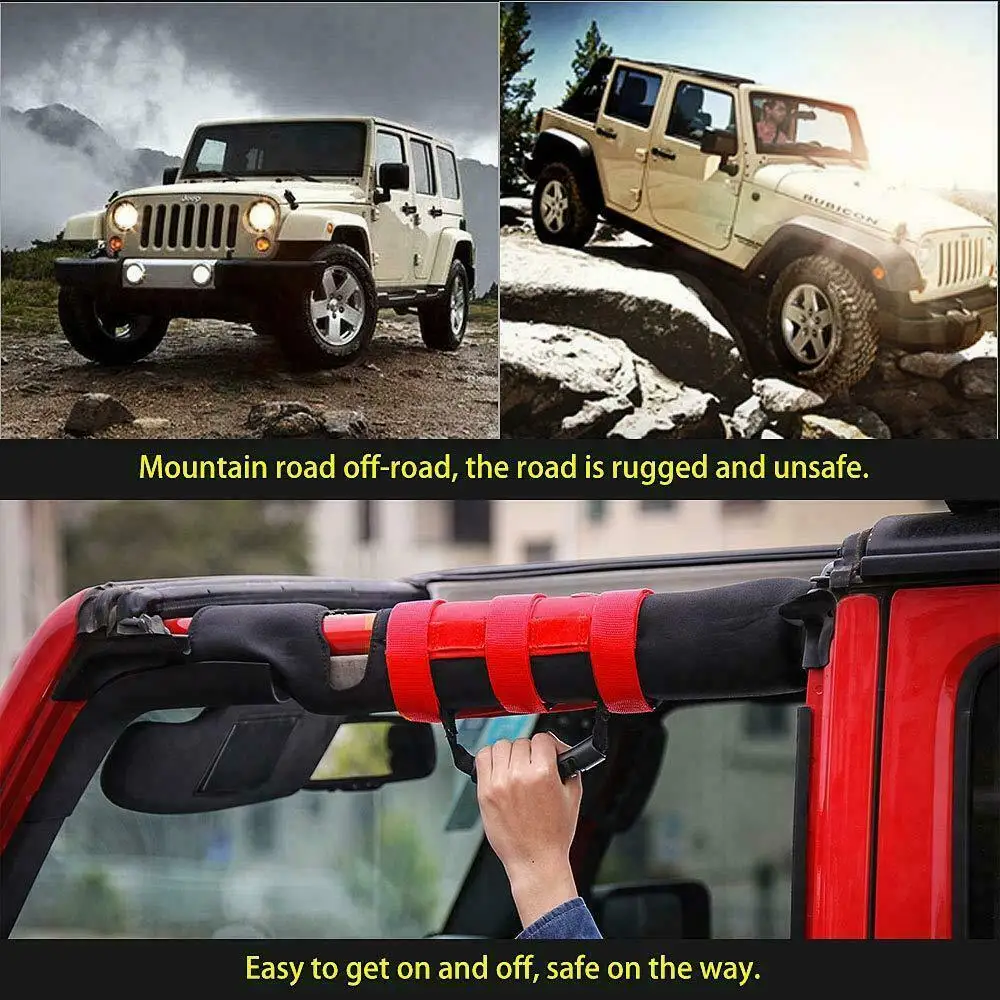 CarBole 4 шт. рулон рукоятка для захвата Jeep Wrangler YJ TJ JK JL JLU красные автомобильные