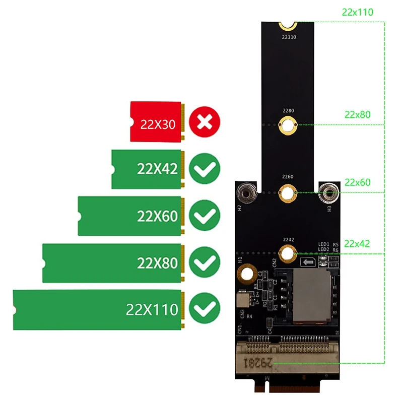 

Mini PCI-E to NGFF M.2 Key M Adapter Card with SIM Card Slot Converter Adapter for WiFi/WWAN/LTE Module