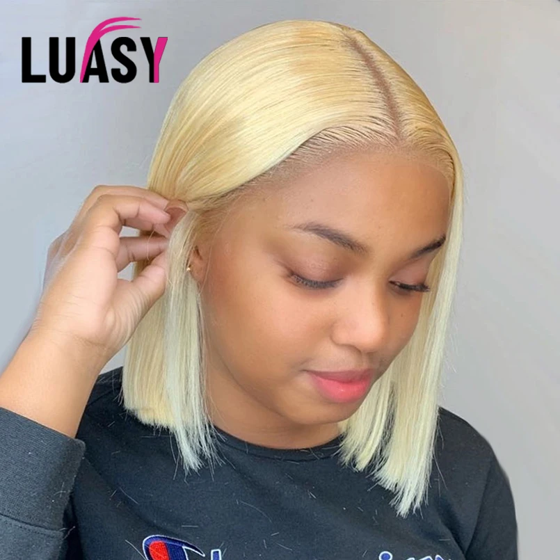 

Luasy блондинка 613 прямые Синтетические волосы на кружеве парики из натуральных волос на кружевной Короткий парик бразильский для черный Для ...