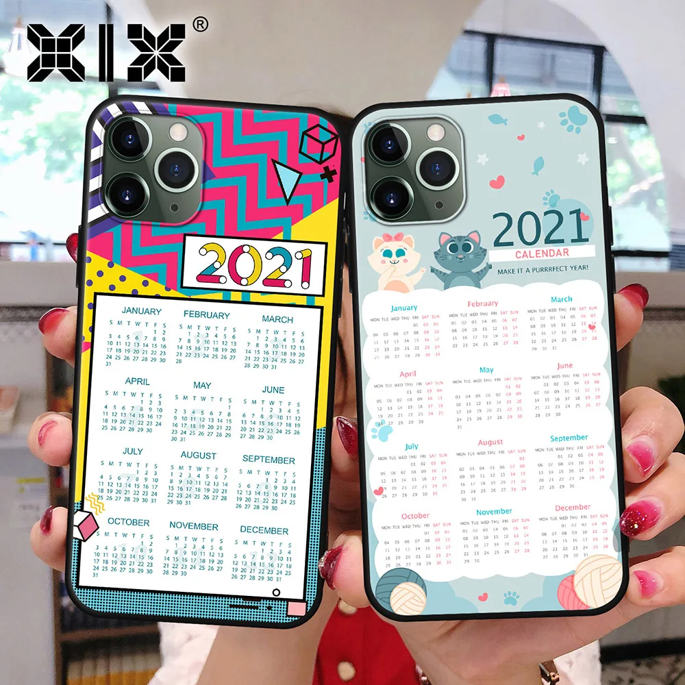 

Calendar Design Cover for iPhone 12 Pro Max Case X XS Max XR SE 2020 7 8 Plus Soft Black Silicone Funda Coque for iPhone 11 Case