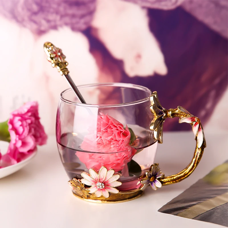 Творческий эмалированную кружку дома Кофе с украшением в виде кристаллов Стекло