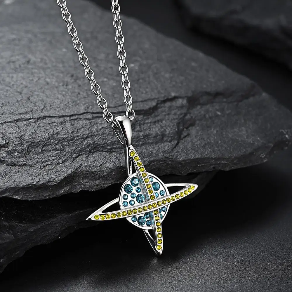 

INSCHIC 2020 Trendy Luxury Fashion Planet Universe Cubic Zircon Stones Pendant Necklaces For Unix Man Women Stainless Steel Neck
