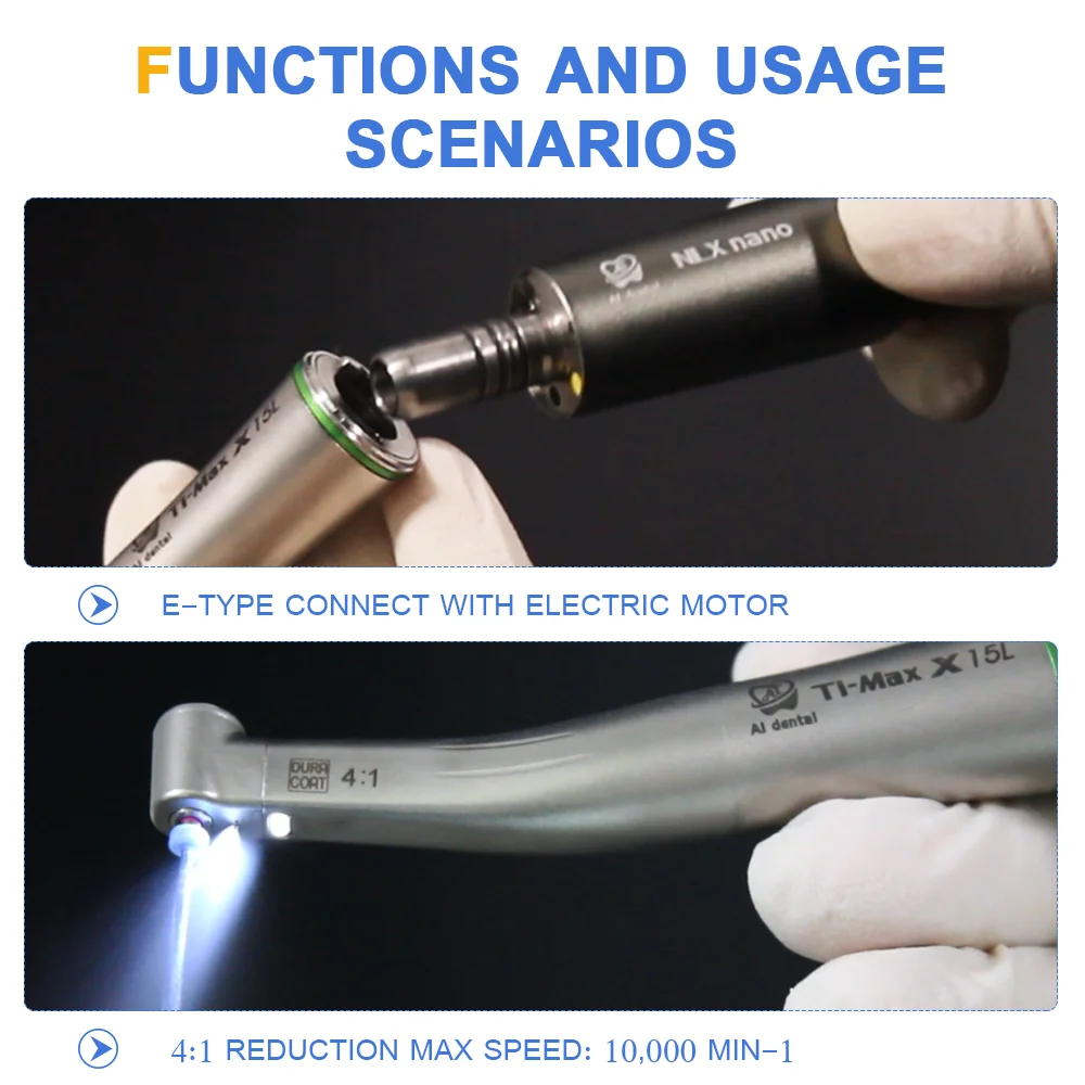 

Electric motor kit dental chair with 1:5 + 1:1+4:1 contra angle handpiece slow speed handpiece dental LED micromotor