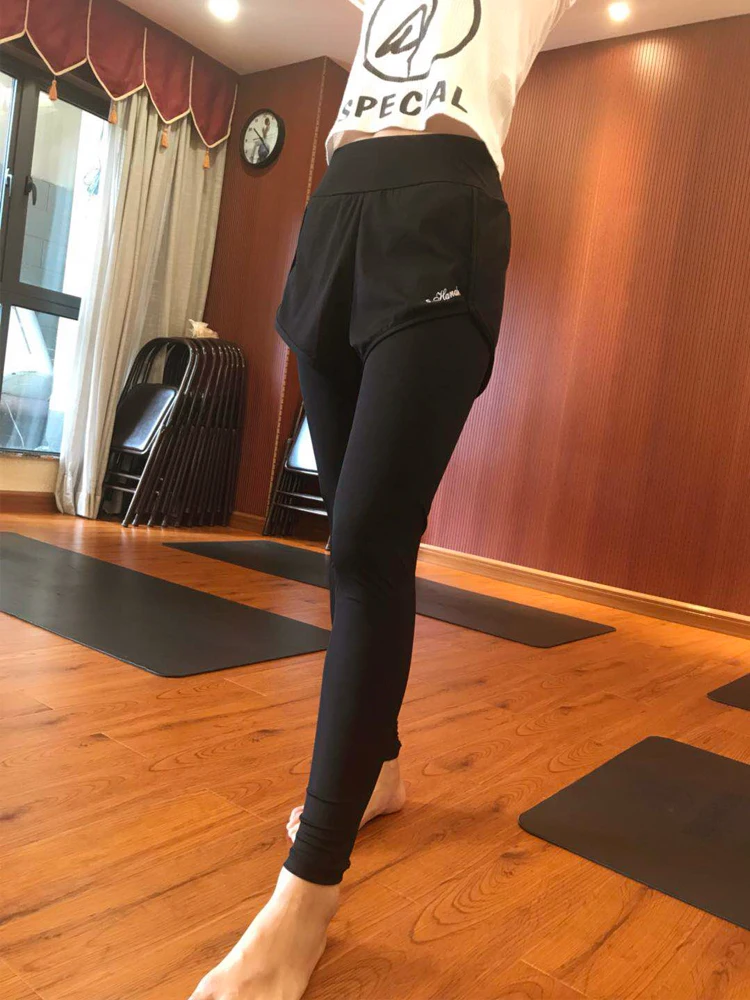

Fashion Women Pants 2 in 1 Running Pants Yoga Leggins Workout Jogging Female Sweatpants High Stretch Skinny Casual Pantalon