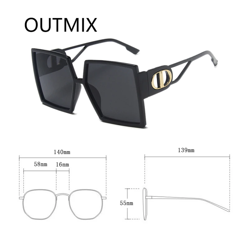 Солнцезащитные очки женские с большой оправой винтажные черные леопардовые UV400