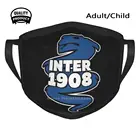 Дышащая хлопковая маска для лица bisнужно нероазурро 1908-2, Миланская футбольная синяя итальянская черная кальция