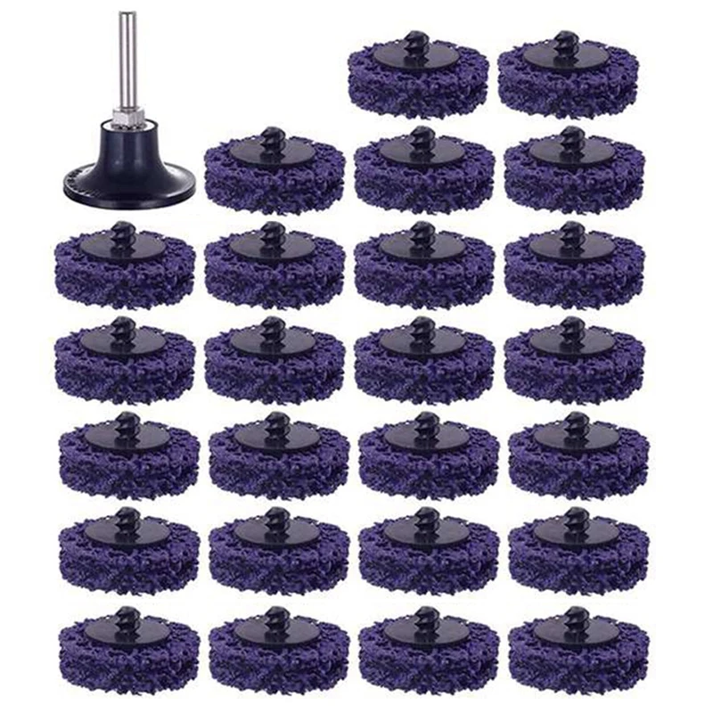 

25PCS 2 inch 50mm Quick Change Roloc Easy Strip & Clean Discs Purple for Paint Rust Removal Surface Prep with 1 Holder
