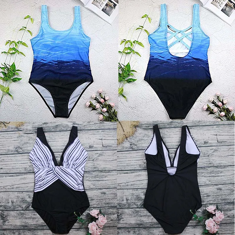 Сексуальный цельный купальник с высокой горловиной размера плюс женский