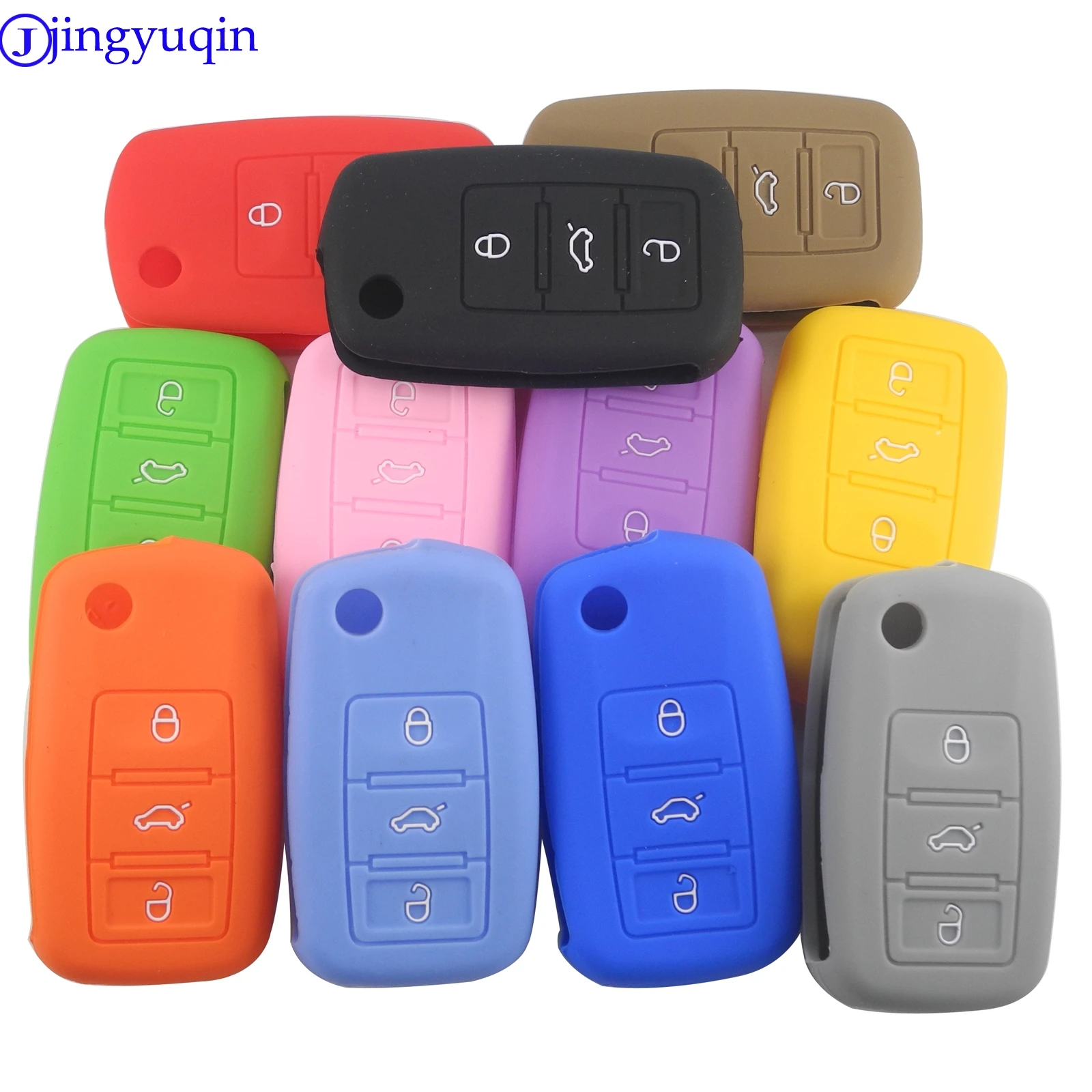 Jingyuqin 3B силиконовый чехол для ключей автомобиля для VW Golf Bora Jetta POLO Passat Skoda Superb Octavia Fabia SEAT Ibiza Leon Procted