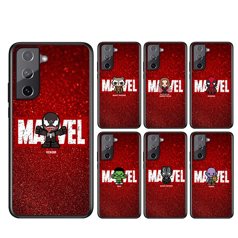 

Marvel hero logo For Samsung Galaxy S21 S20 FE Ultra Lite S10e S10 S9 S8 S7 S6 Plus Edge 5G Black Soft Phone Case