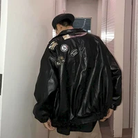 leather jacket male handsome bomb street motorcycle clothing spring autumn loose jacket korean baseball uniform casual jacket