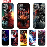 cool marvel spider man for apple iphone 12 11 xs pro max mini xr x 8 7 6 6s plus 5 se 2020 silicone black cover phone soft case