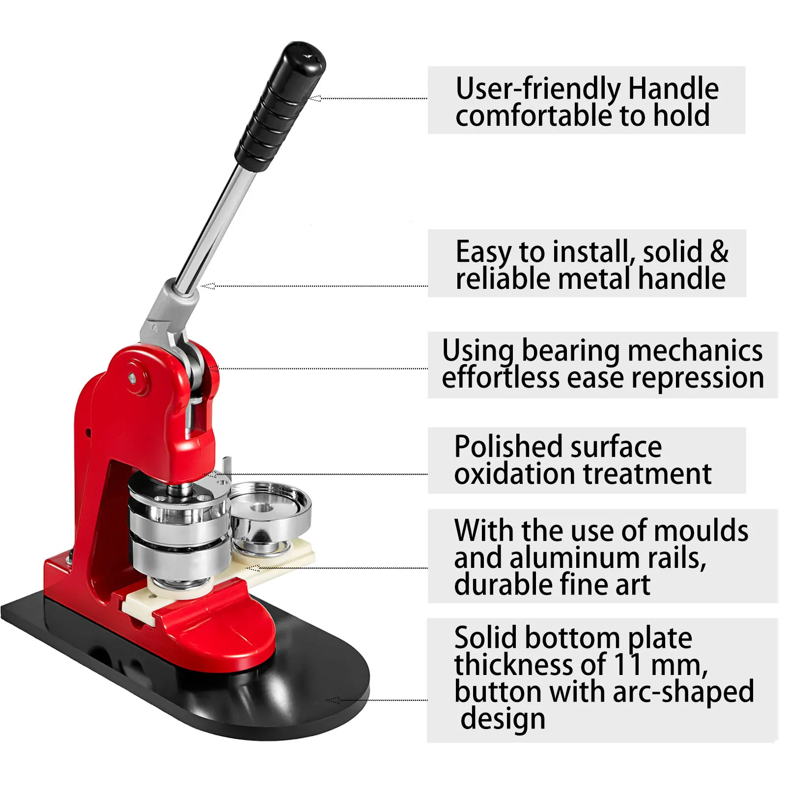 VEVOR-M&aacute;quina para Fabricaci&oacute;n de Botones Personalizados, Dispositivo para Chapas de Metal de 32 a 75 mm, Funciona Presionando Etiqueta de C&iacute;rculo, por 500 a 1000 uds.-4