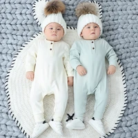 spring and autumn new 3 24m baby boys and girls solid color stripe one piece clothes infant long sleeve round neck romper