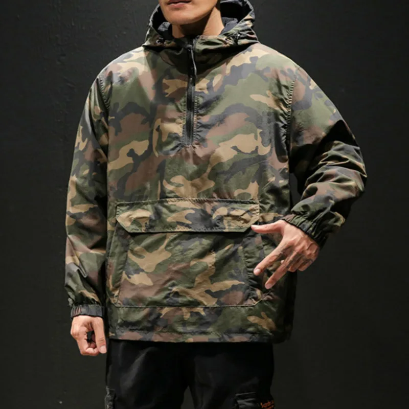 

Men Jackets 2021 Camouflage Camo Windbreakers Streetwear Hip Hop Jacket Mens Spring Tactical Military Casual Double Sided Jacket