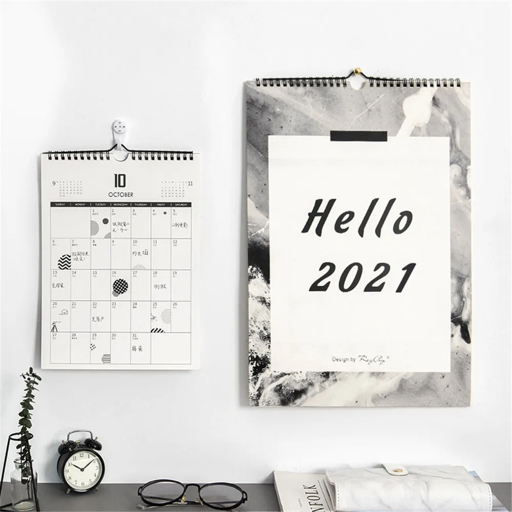 

Настенный календарь Hello 2021, календарь на 365 дней, подвесной ежедневник, заметки, спиральный список дел, настраиваемый настольный календарь, у...