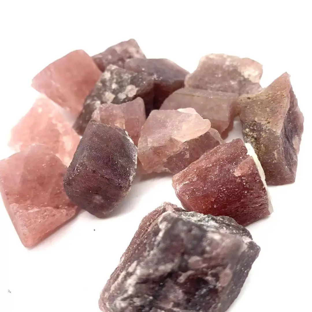

Wholesale Natural Raw Gemstone Red Strawberry Quartz Crystal Material Stone 300g