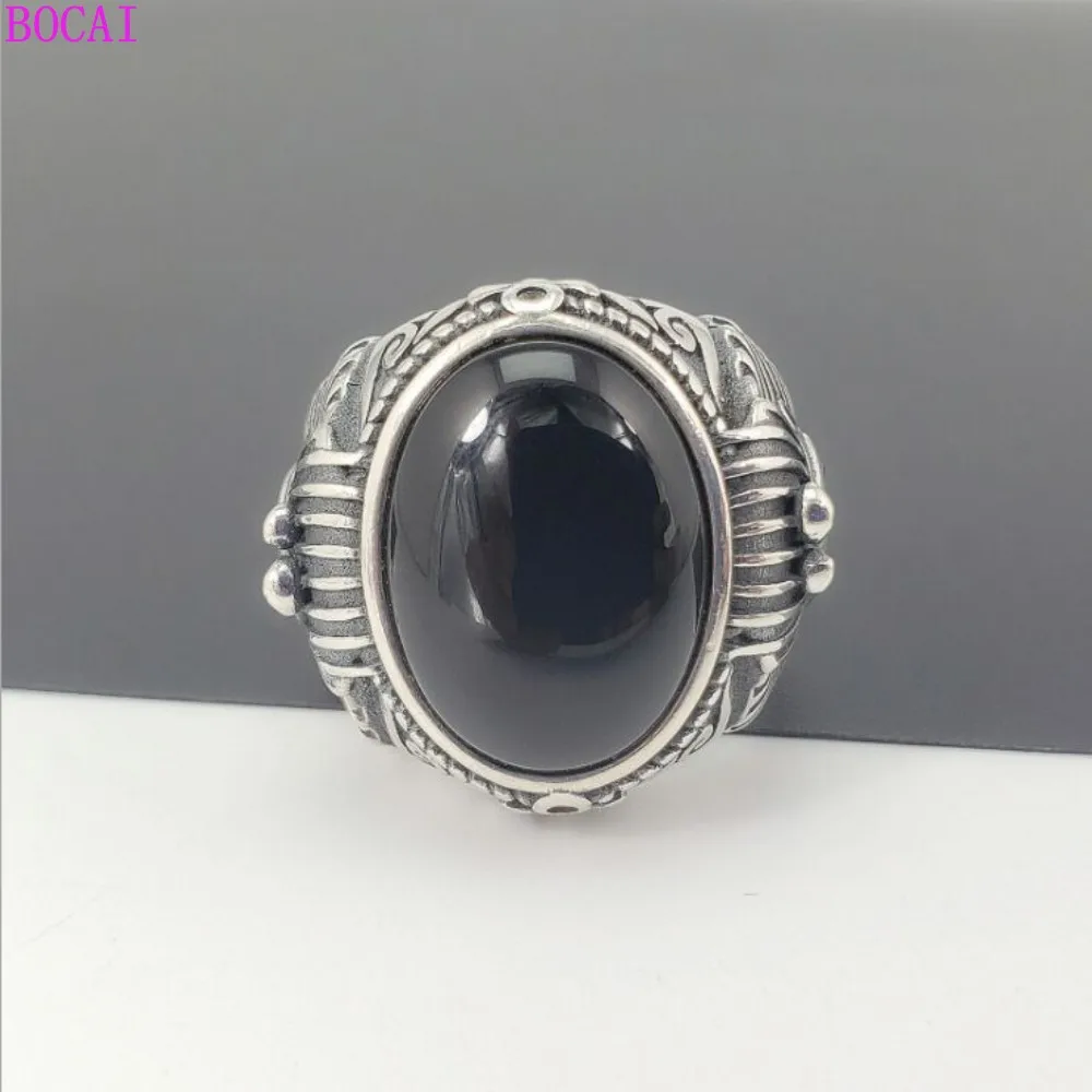 Мужское кольцо из чистого серебра 925 пробы креативное натурального черного