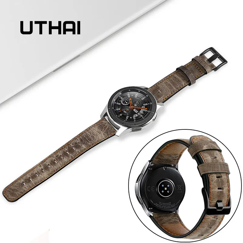 UTHAI Z31 ремешок для часов из натуральной кожи 22 мм Samsung Galaxy Watch 46 Gear S4 S3 Amazfit