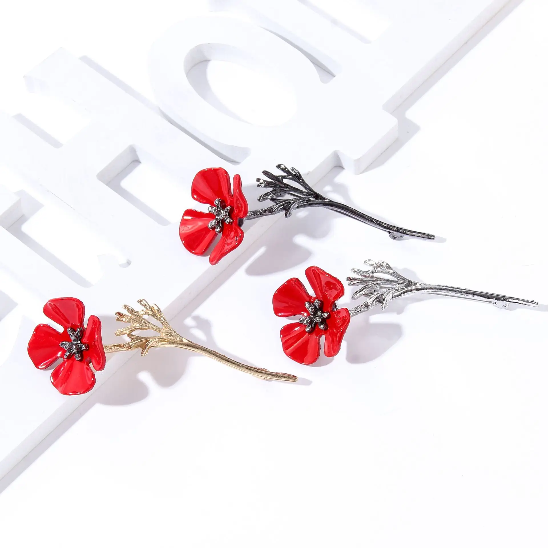 Женская металлическая брошь в форме попкорна золотистого или красного цвета