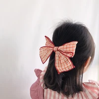 2020 spring and summer new bow hair clip fresh girl check hair accessories