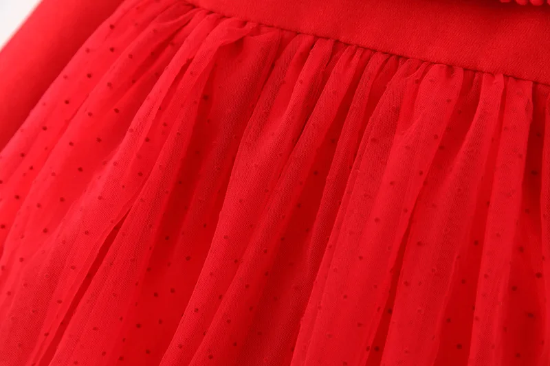 Красное Новогоднее платье для маленьких девочек зимняя одежда с вышивкой и