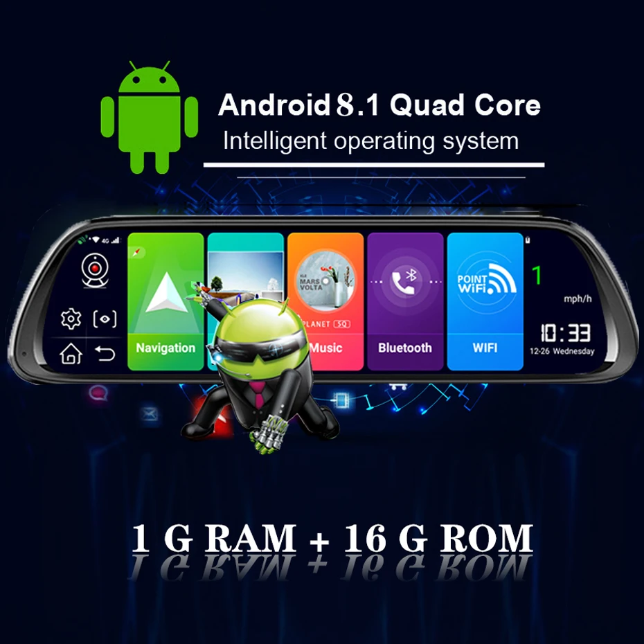 Maiyue star10 дюймов 4G Android 8,1 Автомобильный видеорегистратор gps навигатор HD 1080P потоковое медиа зеркало заднего вида ADAS Wif gps навигатор рекордер