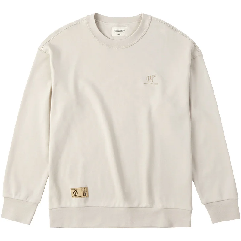 KUEGOU 2021 Autumn Plain Crewneck Letter Embroidery Sweatshirt For Men Vintage Trendy Streetwear Designer Oversize Clothing 3274 | Мужская