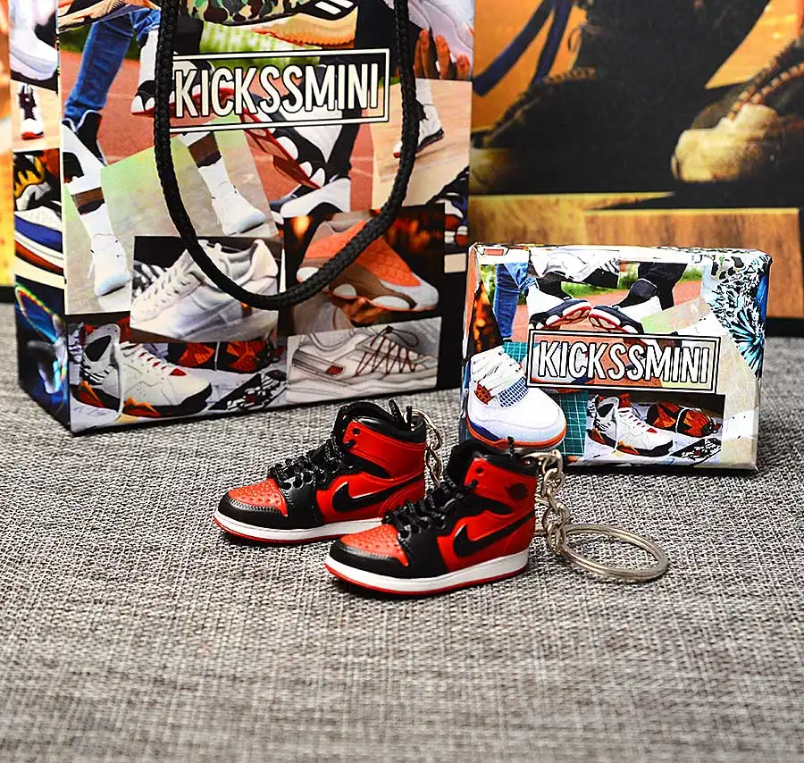 a pair w metal ring Персональный DIY Jordan Generation AIR JORDAN 1 chicago 3D кроссовок фигурный брелок сумка Подвеска парный брелок - Цвет: a pair w metal ring