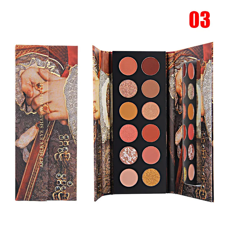 Лучшие 12 цветов Тени для век Палитра Водонепроницаемый матовый блеск масляной