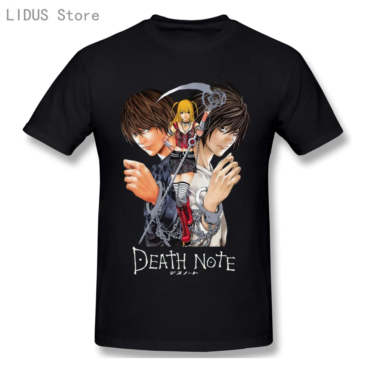 

Classic Japan Anime Yagami Misa And Lawliet T Shirt Men Short Sleeved Manga Death Note T-shirt 100% Cotton Regular Fit Tee Tops