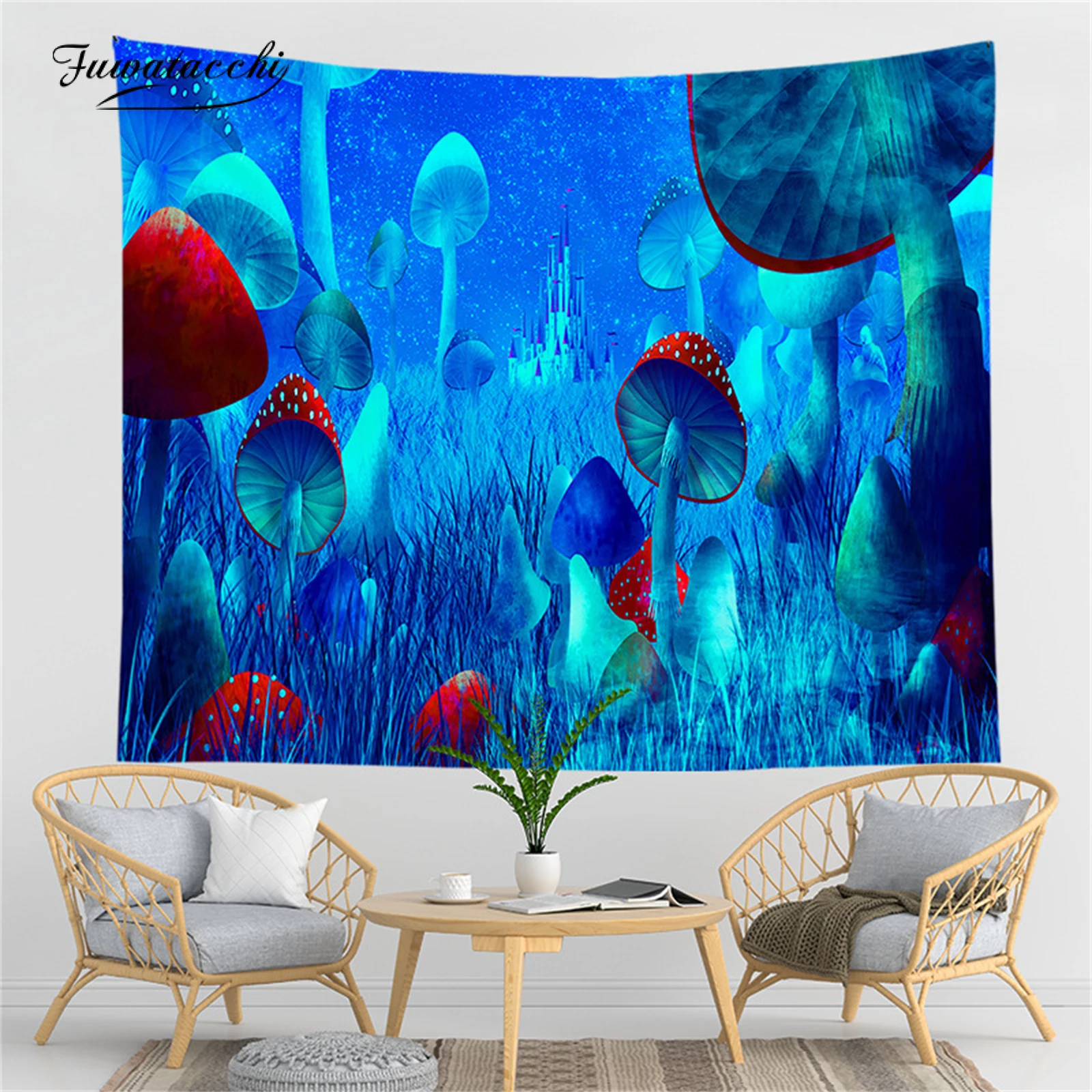 

Fuwatacchi Hippie Tapestry Mushroom Psychedelic Background Cloth Background Wall Decoration Cloth Tapestry Home Art Deco Mural