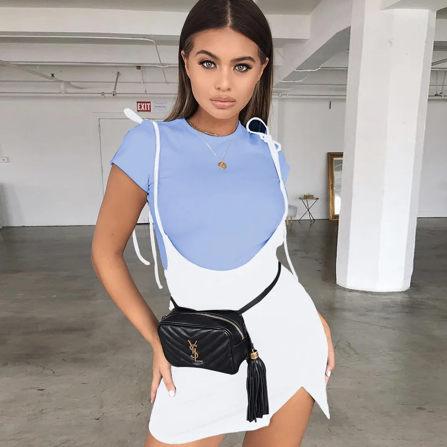 DICLOUD Summer Straps Tight Skirt Women Fashion Irregular Split High Waist Female Harajuku Stretch Streetwear Mini Skirts | Женская