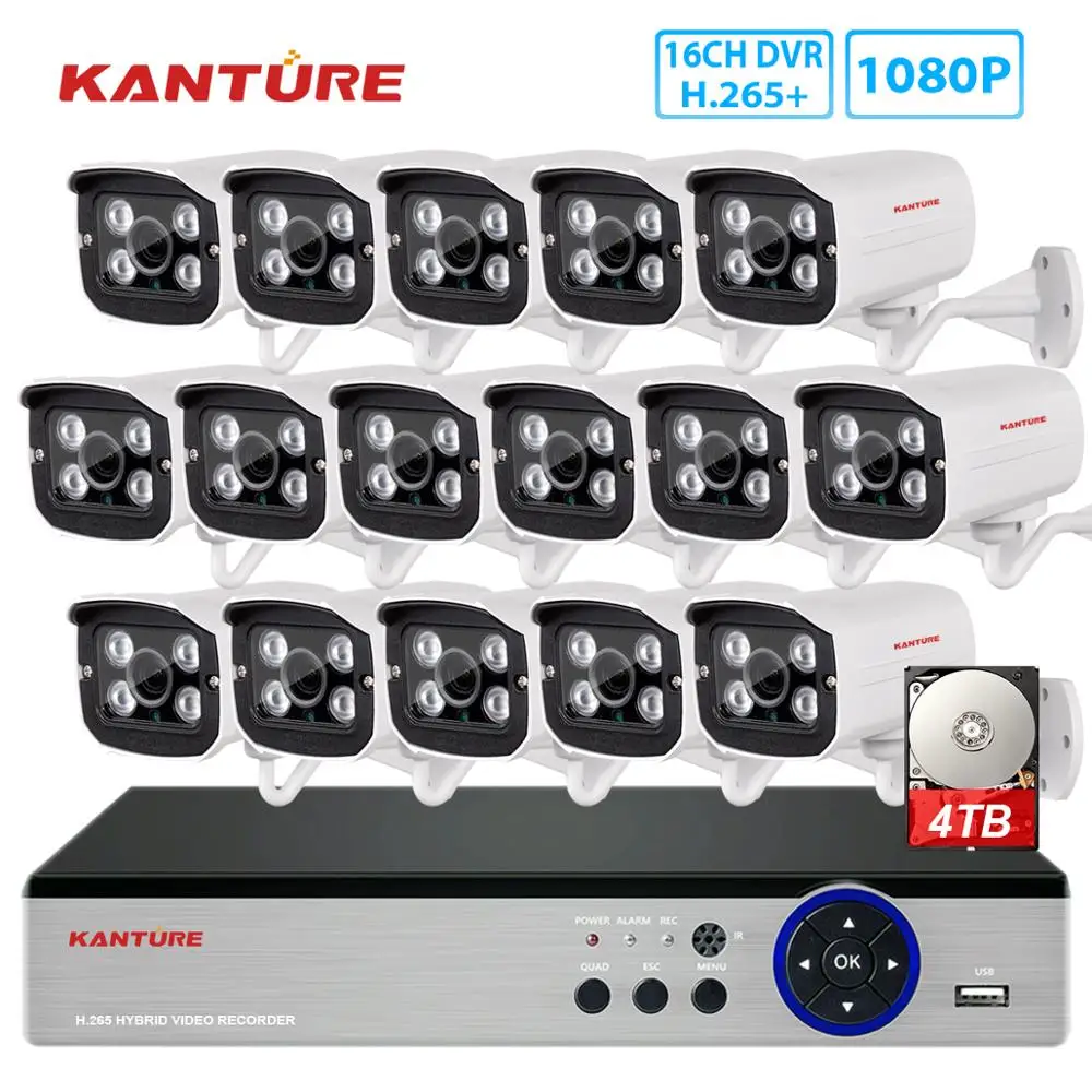 Система видеонаблюдения KANTURE h.265 + 16CH AHD 1080P dvr CVI 2MP 3000tvl дневная и Ночная система