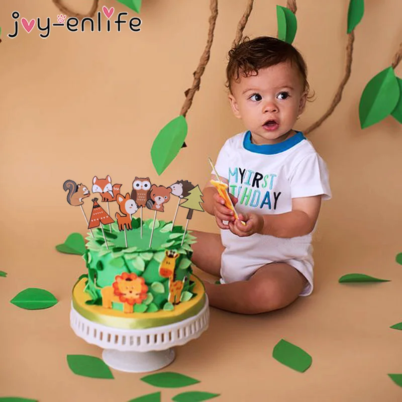 1 комплект мультфильм лес маленькие животные торт Топпер Джунгли животных Кекс