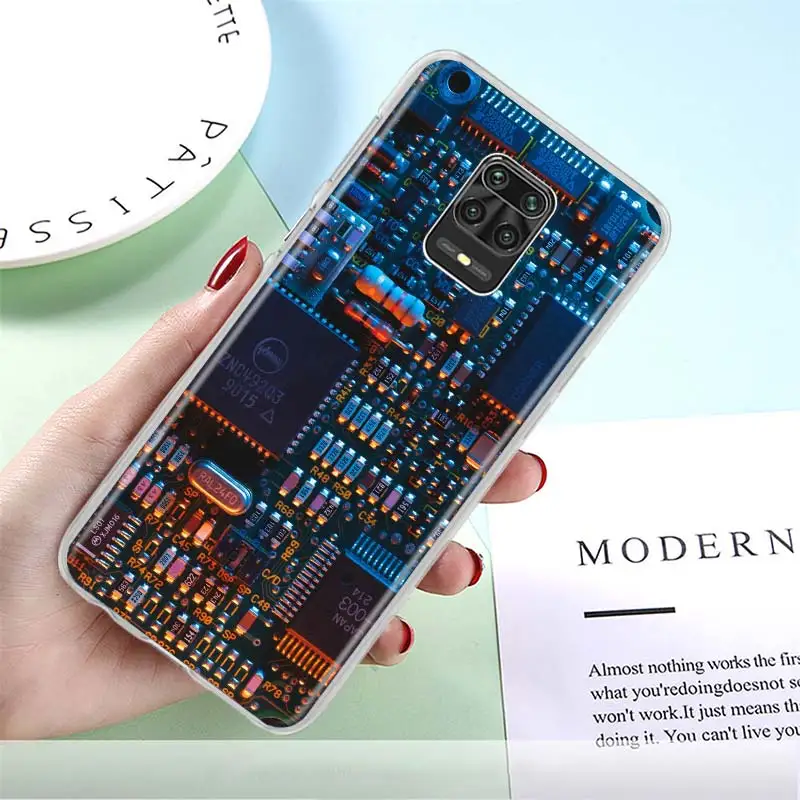 

Phone Case for Xiaomi Redmi Note 10 9S 9T 9 8 Pro 8T 7 7A 9A 9C K30 K40 The Integrated Circuit Board Bumper Cover Coque Fundas
