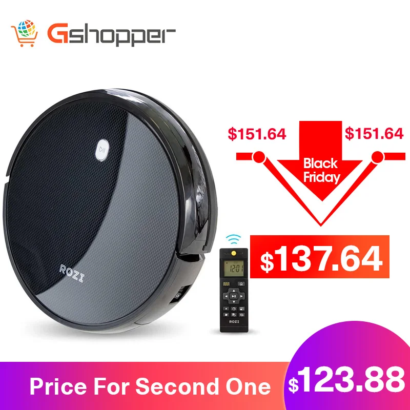 Умный робот пылесос ROZI мощный с самозарядкой мощность всасывания 1000 Па пульт