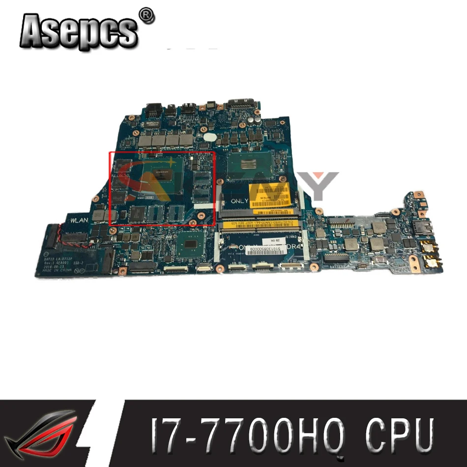 

FOR Dell FOR Alienware 17 R4 Motherboard LA-D751P CN-087H1V 087H1V 87H1V SR32Q I7-7700HQ N17P-G1-B-KC-A1 100% working