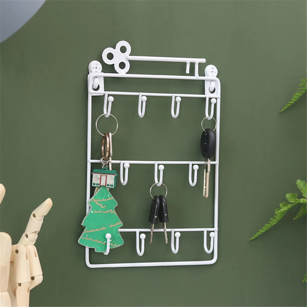 

Minimalist Creative Multi-function Storage Wrought Iron Racks Wall Key Hook Hanging Basket Wall Decoration Storage Racks