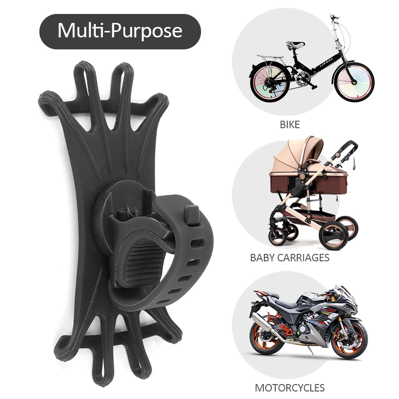 

Universal Bicycle Motorcycle Handlebar Bracket Universal Riding Mobile Phone Bracket Soft Silicone Rotatable Cell Phone Bracket